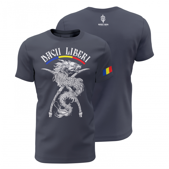 Dacii Liberi - Tricou Premium din Bumbac 100%, 190 GSM, Pre-Micșorat - Denim [1]