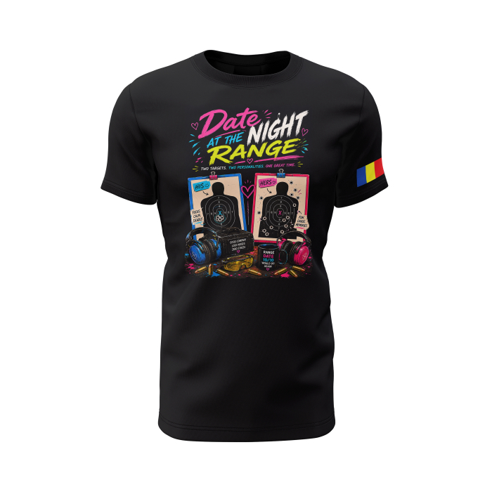 Date At The Night Range - Tricou Premium din Bumbac 100%, 190 GSM, Pre-Micșorat - Negru [2]