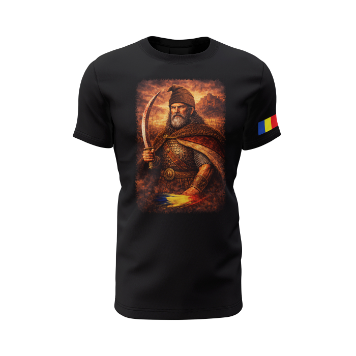 Decebal - Tricou Premium din Bumbac 100%, 190 GSM, Pre-Micșorat - Negru [2]