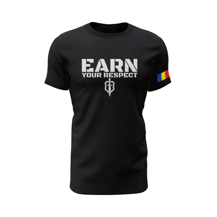 Earn Your Respect - Tricou Premium din Bumbac 100%, 190 GSM, Pre-Micșorat - Negru [2]