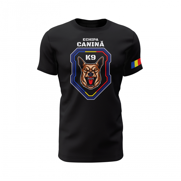 Echipa Canină - Tricou Premium din Bumbac 100%, 190 GSM, Pre-Micșorat - Negru [2]