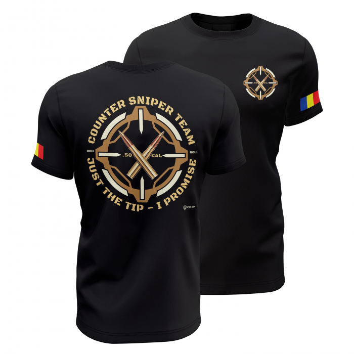 Echipa de Contra Lunetişti - Tricou Premium din Bumbac 100%, 190 GSM, Pre-Micșorat - Negru [1]