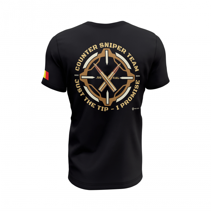 Echipa de Contra Lunetişti - Tricou Premium din Bumbac 100%, 190 GSM, Pre-Micșorat - Negru [4]