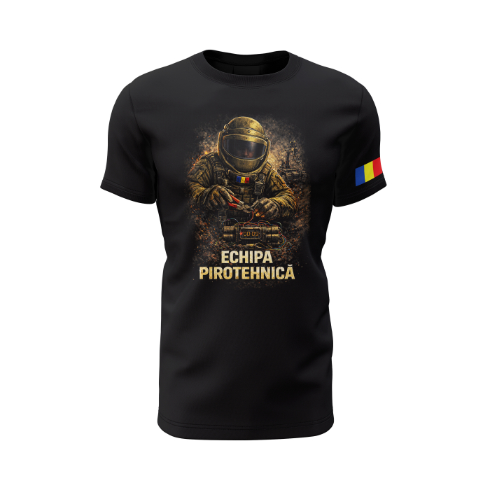 Echipa Pirotehnică V2.0 - Tricou Premium din Bumbac 100%, 190 GSM, Pre-Micșorat - Negru [2]