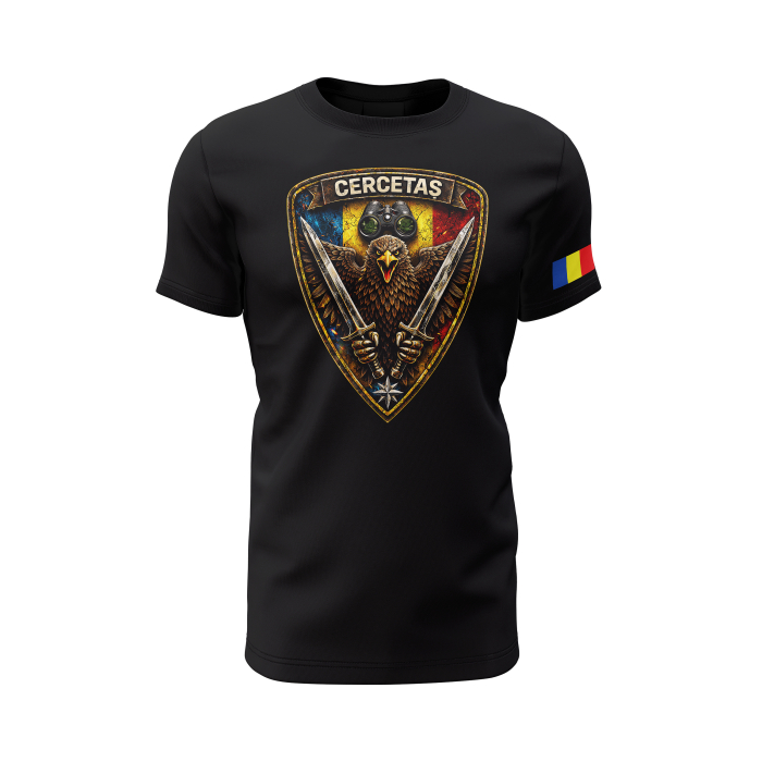 Emblemă Cercetaș - Tricou Premium din Bumbac 100%, 190 GSM, Pre-Micșorat - Negru [2]