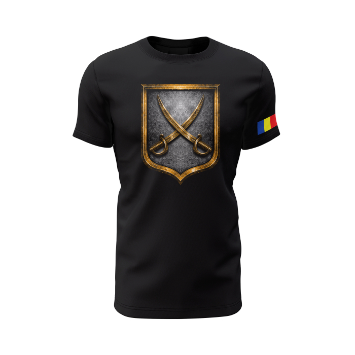 Emblema Forțelor Terestre Române - Tricou Premium din Bumbac 100%, 190 GSM, Pre-Micșorat - Negru [2]
