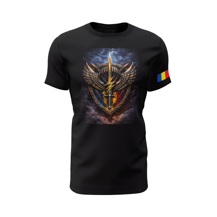 Emblema FOS V1.0 - Tricou Premium din Bumbac 100%, 190 GSM, Pre-Micșorat - Negru [2]