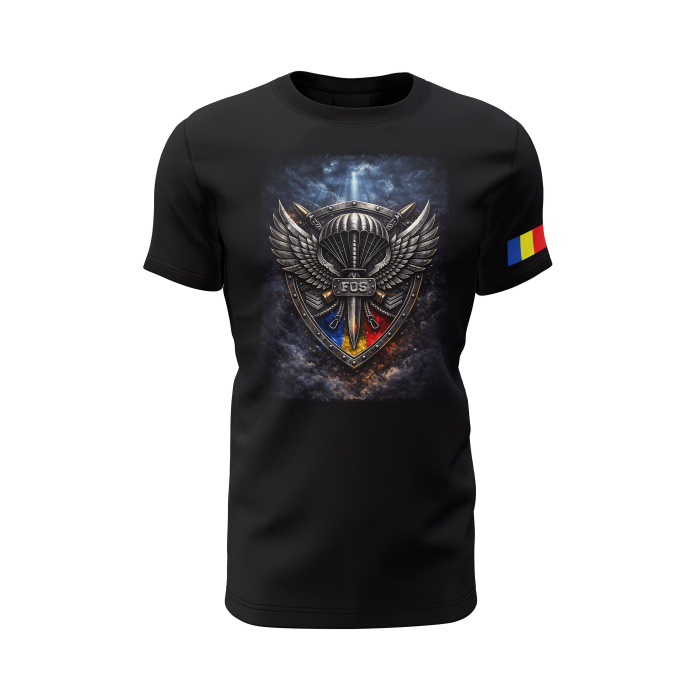 Emblema FOS V3.0 - Tricou Premium din Bumbac 100%, 190 GSM, Pre-Micșorat - Negru [2]