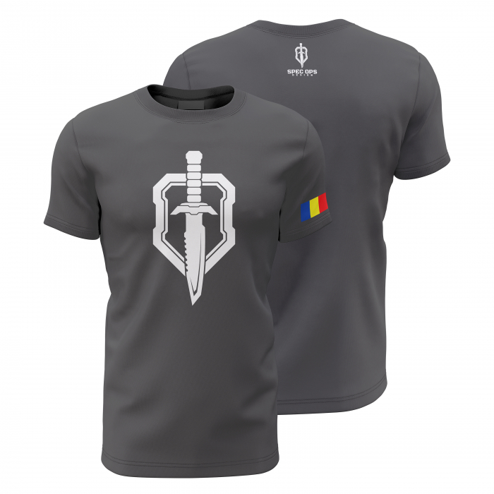 Emblema Spec Ops - Tricou Premium din Bumbac 100%, 190 GSM, Pre-Micșorat - Gri Închis [1]
