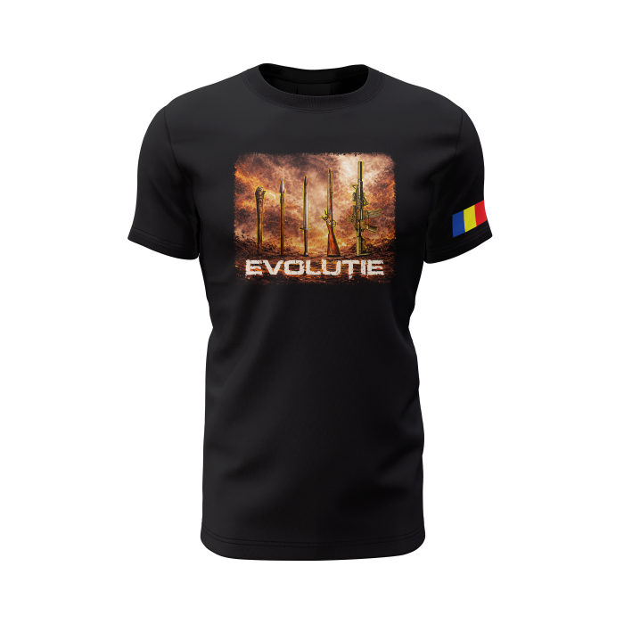 Evoluție Arme - Tricou Premium din Bumbac 100%, 190 GSM, Pre-Micșorat - Negru [2]