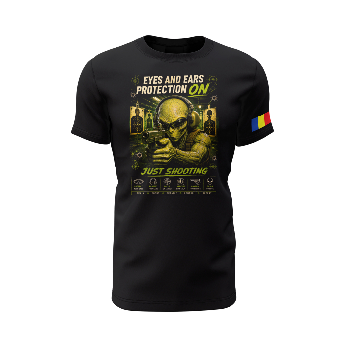Eyes And Ears Protection On V2.0 - Tricou Premium din Bumbac 100%, 190 GSM, Pre-Micșorat - Negru [2]