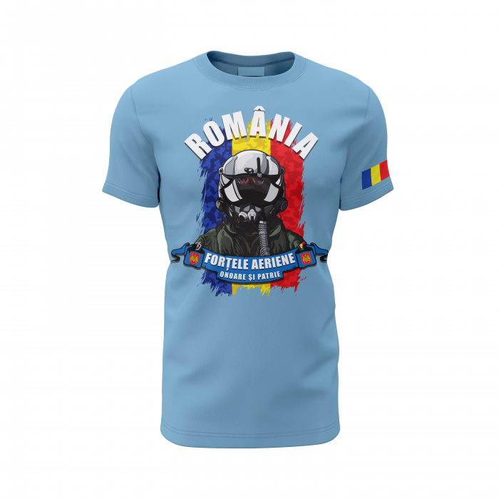Forţele Aeriene - Tricou Premium din Bumbac 100%, 190 GSM, Pre-Micșorat - Albastru Deschis [2]