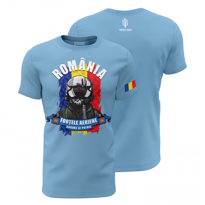 Forţele Aeriene - Tricou Premium din Bumbac 100%, 190 GSM, Pre-Micșorat - Albastru Deschis [1]