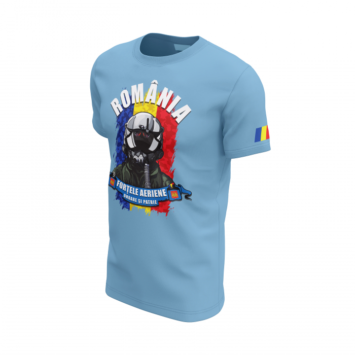 Forţele Aeriene - Tricou Premium din Bumbac 100%, 190 GSM, Pre-Micșorat - Albastru Deschis [3]