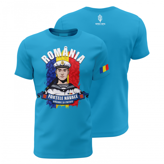 Forțele Navale - Tricou Premium din Bumbac 100%, 190 GSM, Pre-Micșorat - Albastru [1]