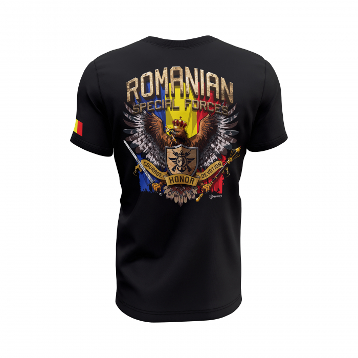 Forțele Speciale Române - Tricou Premium din Bumbac 100%, 190 GSM, Pre-Micșorat - Negru [4]