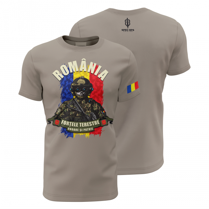 Forţele Terestre - Tricou Premium din Bumbac 100%, 190 GSM, Pre-Micșorat - Zinc [1]