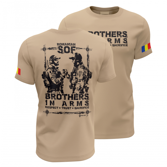 Fraţi de Arme - Tricou Premium din Bumbac 100%, 190 GSM, Pre-Micșorat - Crem [1]