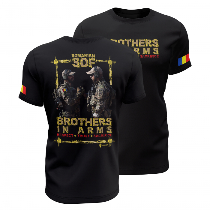 Frați de Arme - Tricou Premium din Bumbac 100%, 190 GSM, Pre-Micșorat - Negru [1]