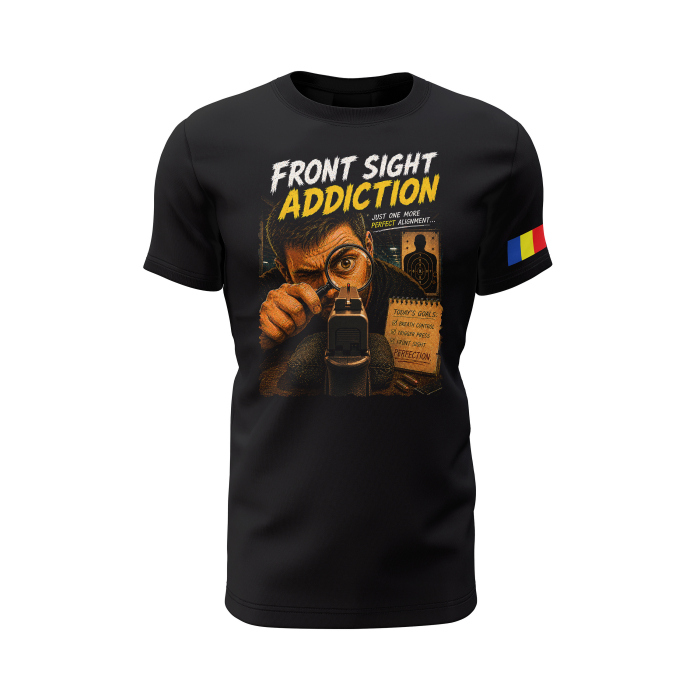 Front Sight Addiction - Tricou Premium din Bumbac 100%, 190 GSM, Pre-Micșorat - Negru [2]