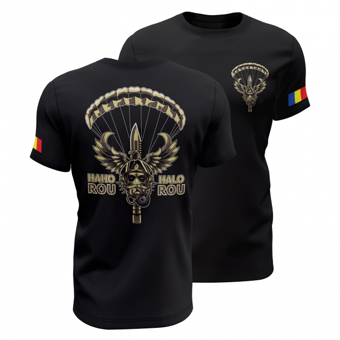 HAHO - HALO - Tricou Premium din Bumbac 100%, 190 GSM, Pre-Micșorat - Negru [1]