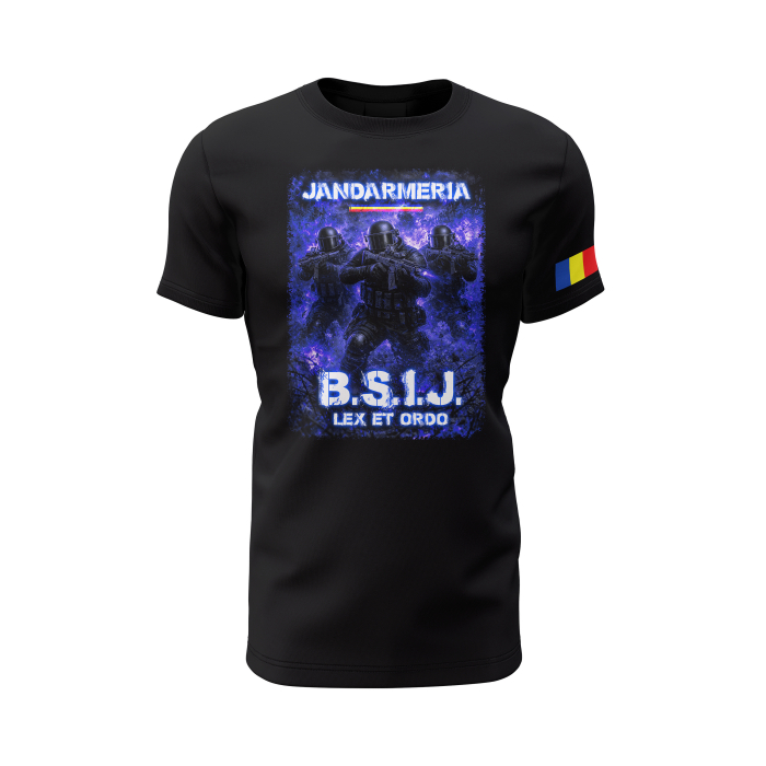 Jandarmeria V1.0 - Tricou Premium din Bumbac 100%, 190 GSM, Pre-Micșorat - Negru [2]