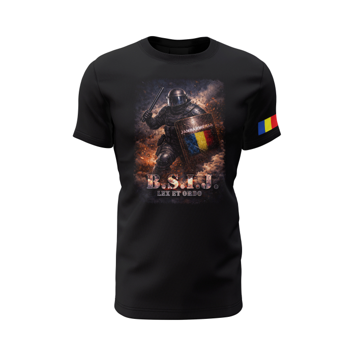 Jandarmeria V2.0 - Tricou Premium din Bumbac 100%, 190 GSM, Pre-Micșorat - Negru [2]
