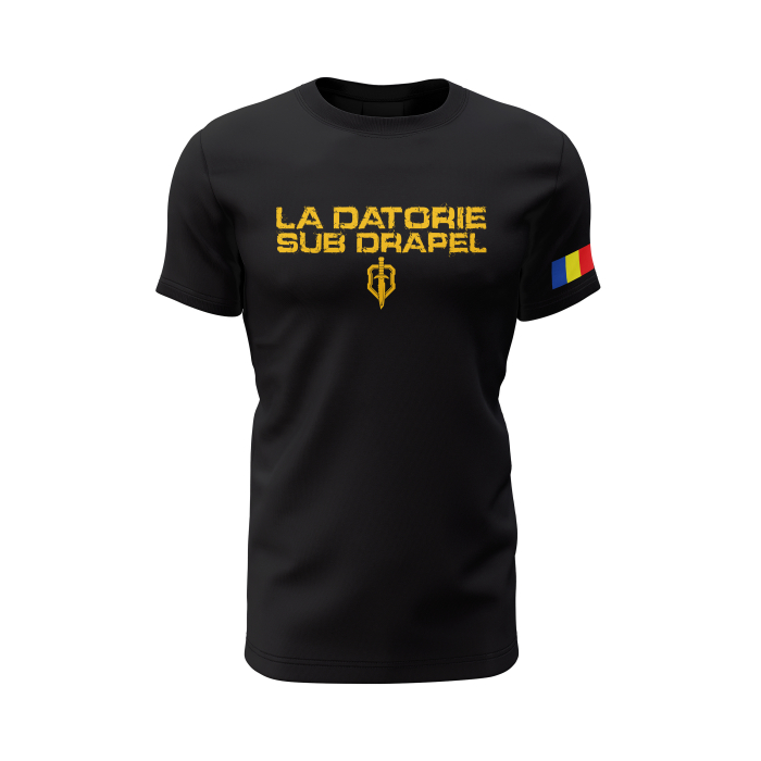 La Datorie Sub Drapel - Tricou Premium din Bumbac 100%, 190 GSM, Pre-Micșorat - Negru [2]