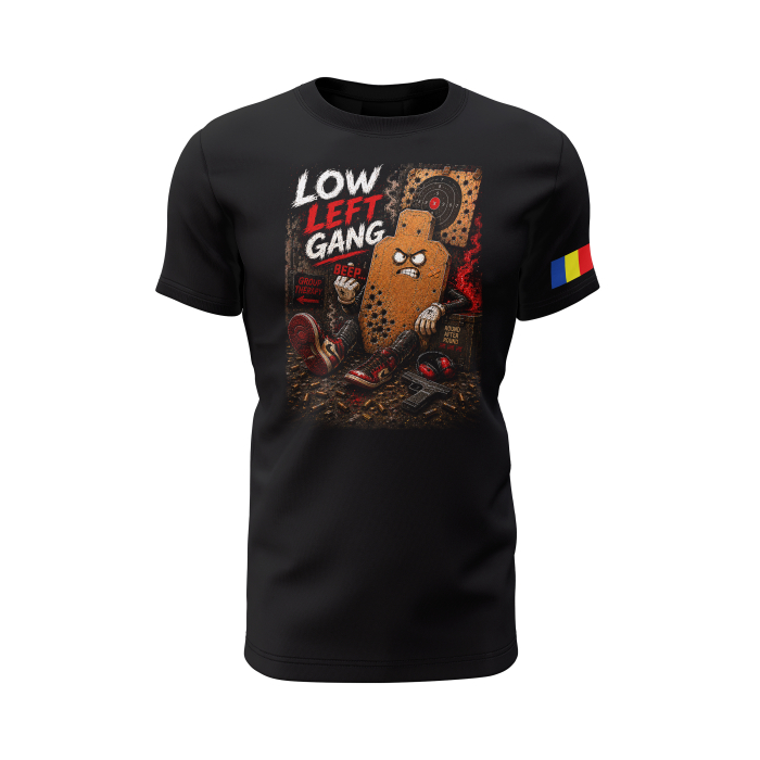 Low Left Gang [Censored] - Tricou Premium din Bumbac 100%, 190 GSM, Pre-Micșorat - Negru [2]