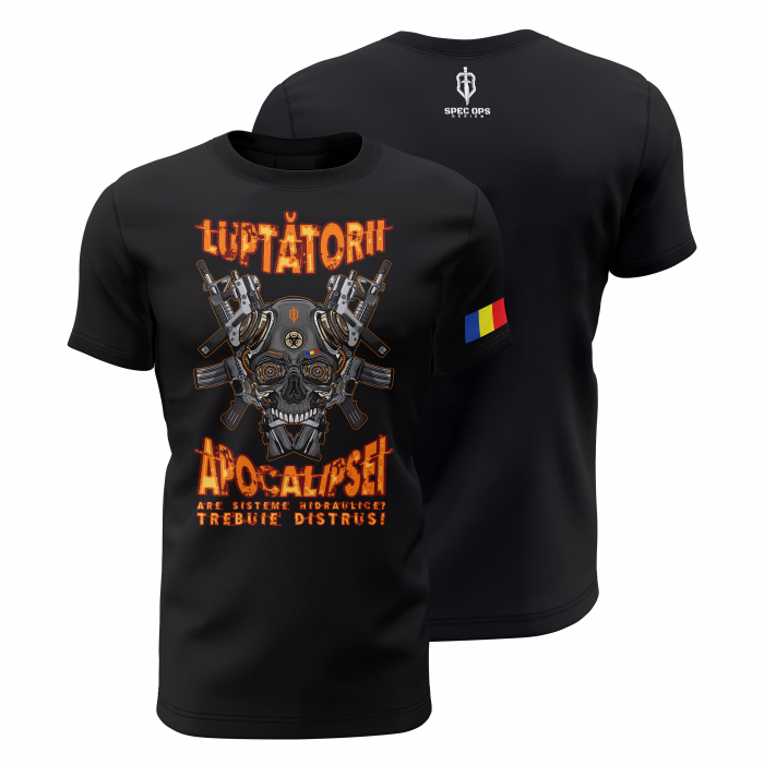Luptătorii Apocalipsei - Tricou Premium din Bumbac 100%, 190 GSM, Pre-Micșorat - Negru [1]