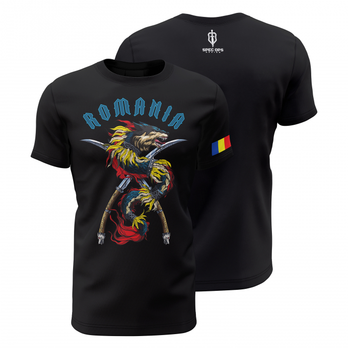Lupul Dacic - Civil - Tricou Premium din Bumbac 100%, 190 GSM, Pre-Micșorat - Negru [1]