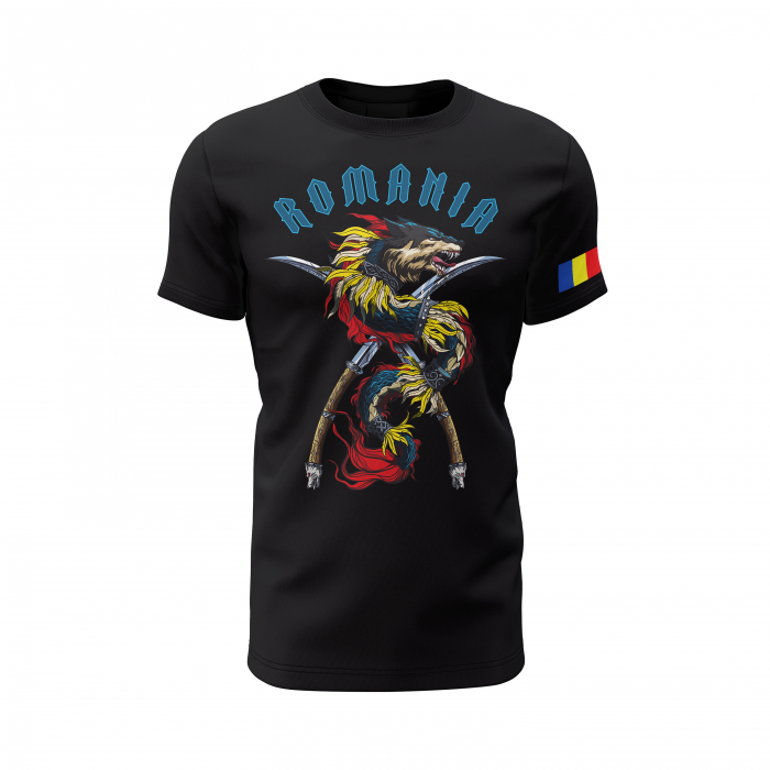 Lupul Dacic - Civil - Tricou Premium din Bumbac 100%, 190 GSM, Pre-Micșorat - Negru [2]