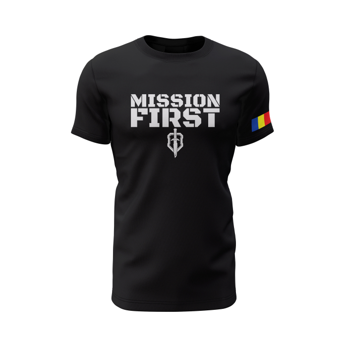 Mission First - Tricou Premium din Bumbac 100%, 190 GSM, Pre-Micșorat - Negru [2]