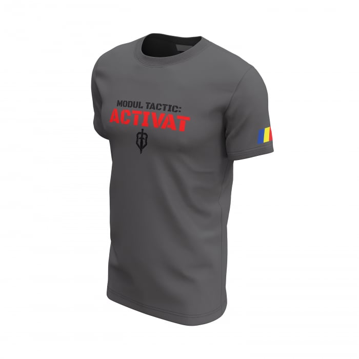 Modul Tactic: ACTIVAT - Tricou Premium din Bumbac 100%, 190 GSM, Pre-Micșorat - Gri Închis [3]