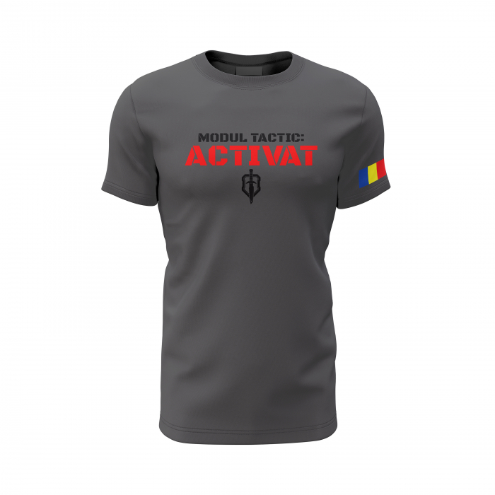 Modul Tactic: ACTIVAT - Tricou Premium din Bumbac 100%, 190 GSM, Pre-Micșorat - Gri Închis [2]