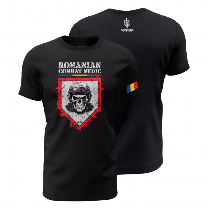 Operator Medic de Luptă - Tricou Premium din Bumbac 100%, 190 GSM, Pre-Micșorat - Negru [1]