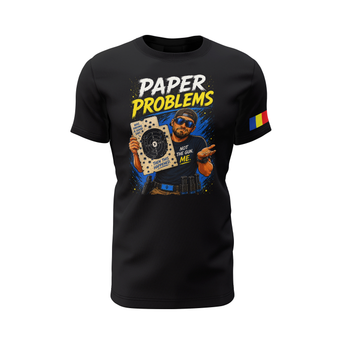 Paper Problems - Tricou Premium din Bumbac 100%, 190 GSM, Pre-Micșorat - Negru [2]