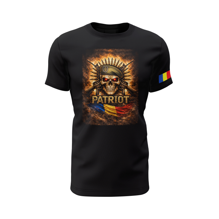 Patriot V1.0 - Tricou Premium din Bumbac 100%, 190 GSM, Pre-Micșorat - Negru [2]