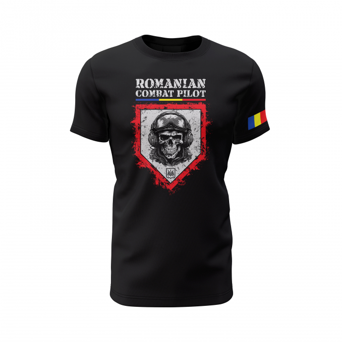 Pilot de Luptă - Tricou Premium din Bumbac 100%, 190 GSM, Pre-Micșorat - Negru [2]
