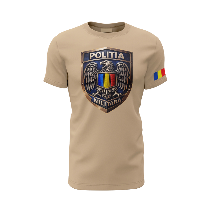 Emblema Poliția Militară - Tricou Premium din Bumbac 100%, 190 GSM, Pre-Micșorat - Crem [2]