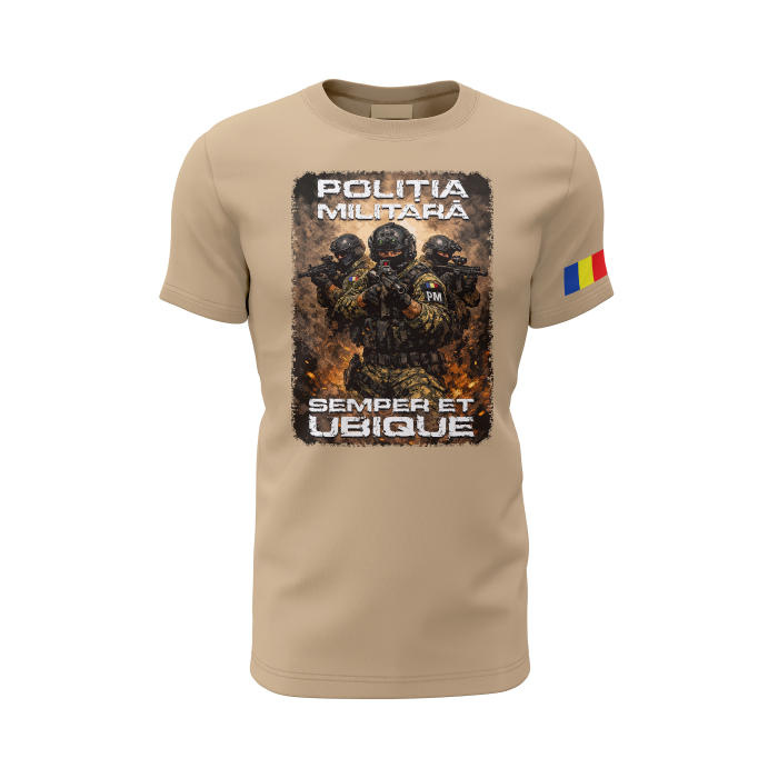 Poliția Militară V2.0 - Tricou Premium din Bumbac 100%, 190 GSM, Pre-Micșorat - Crem [2]