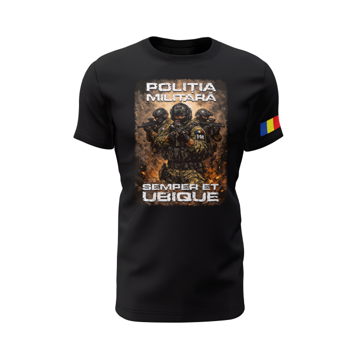 Poliția Militară V2.0 - Tricou Premium din Bumbac 100%, 190 GSM, Pre-Micșorat - Negru [2]