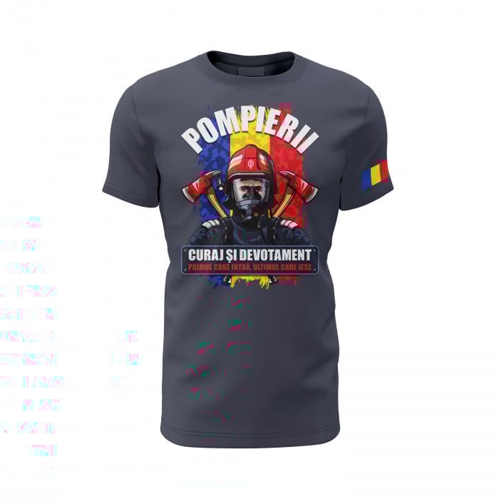 Pompierii - Tricou Premium din Bumbac 100%, 190 GSM, Pre-Micșorat - Denim [2]
