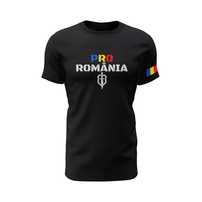 Pro România V1.0 - Tricou Premium din Bumbac 100%, 190 GSM, Pre-Micșorat - Negru [2]
