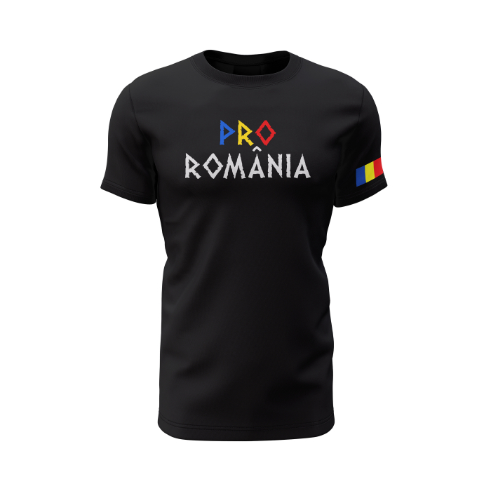 Pro România V2.0 - Tricou Premium din Bumbac 100%, 190 GSM, Pre-Micșorat - Negru [2]