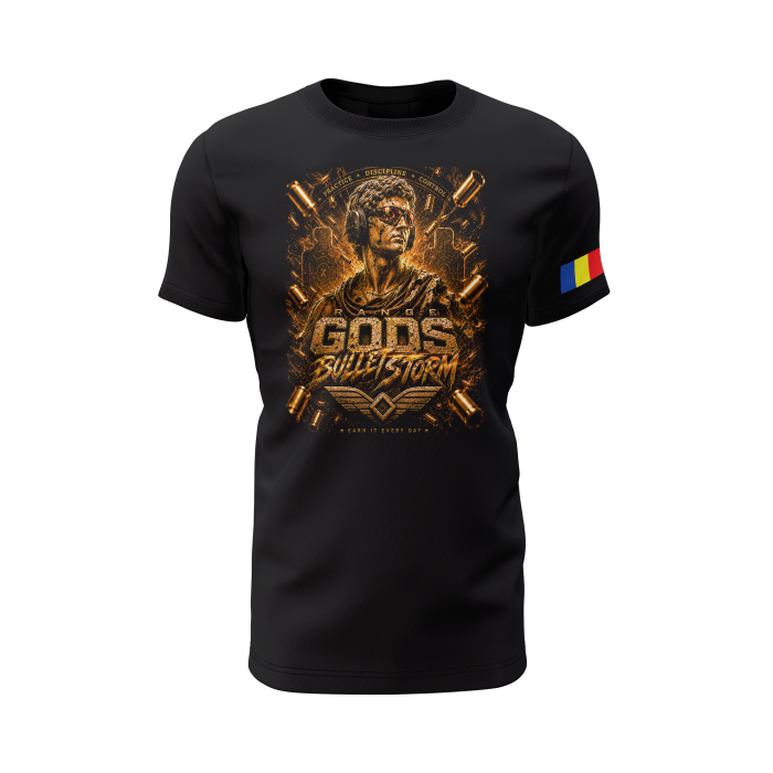 Range Gods - Bullet Storm - Tricou Premium din Bumbac 100%, 190 GSM, Pre-Micșorat - Negru [2]