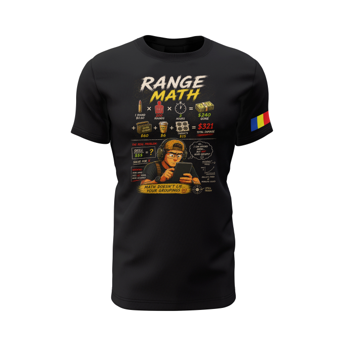 Range Math - Tricou Premium din Bumbac 100%, 190 GSM, Pre-Micșorat - Negru [2]