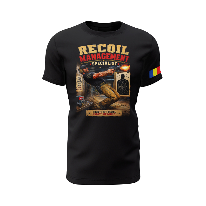 Recoil Management Specialist - Tricou Premium din Bumbac 100%, 190 GSM, Pre-Micșorat - Negru [2]