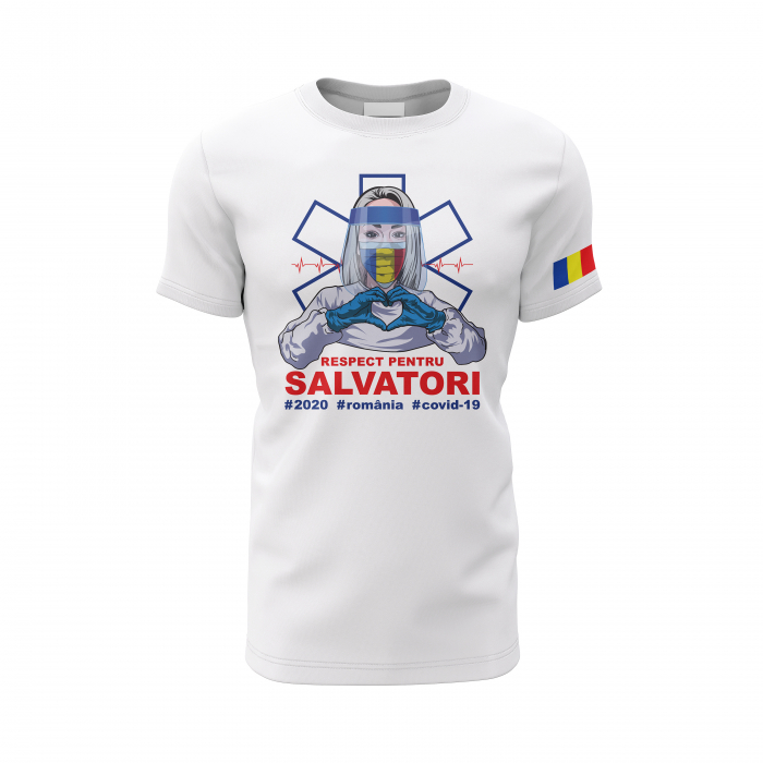 Respect pentru Salvatori - Tricou Premium din Bumbac 100%, 190 GSM, Pre-Micșorat - Alb [2]