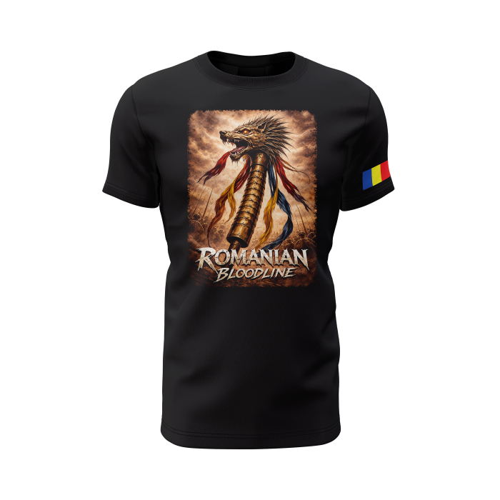 Romanian Bloodline - Stindard - Tricou Premium din Bumbac 100%, 190 GSM, Pre-Micșorat - Negru [2]